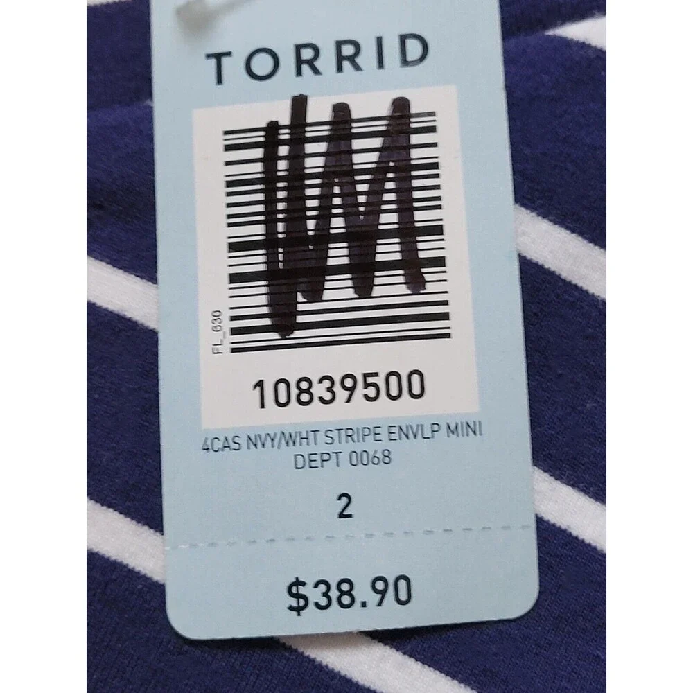 NWT Torrid Women's Size 2 Envelope Mini Skirt Navy And White